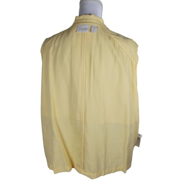 Chico's~Size 3 (XL)~Yellow Unlined Open Front Blazer Collar & Lapels Epaulettess - Picture 10 of 16